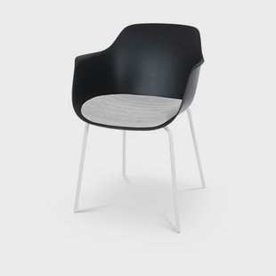 Nolon Nora-Liz Eetkamerstoel Zwart - Lichtgrijs Kussen - Witte Poten