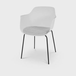 Nolon Nora-Liz Eetkamerstoel Wit - Lichtgrijs Kussen - Zwarte Poten