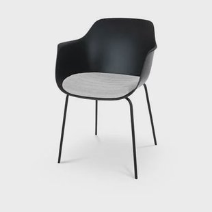 Nolon Nora-Liz Eetkamerstoel Zwart - Lichtgrijs Kussen - Zwarte Poten