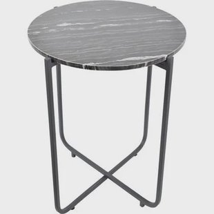 LOFT42 Marble Bijzettafel Rond Zwart - Metaal - Marmer - 55x45x45