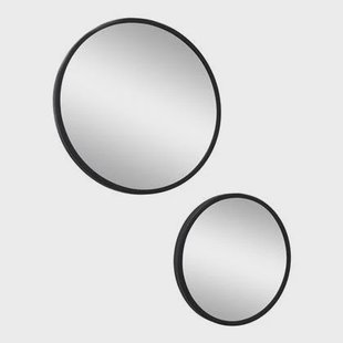 LOFT42 Mirror Spiegels Rond Zwart Set van 2 - Metaal - Ø45 & Ø35