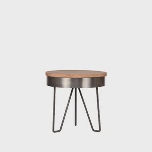 LABEL51 - Bijzettafel Saran - Grijs Metaal - Mangohout