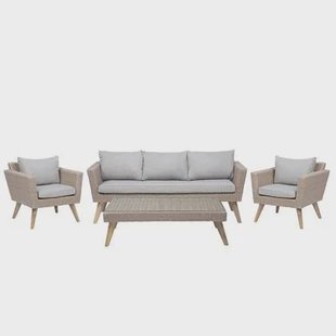 Beliani - VITTORIA - Loungeset voor 5 - Natuurlijk - PE rotan