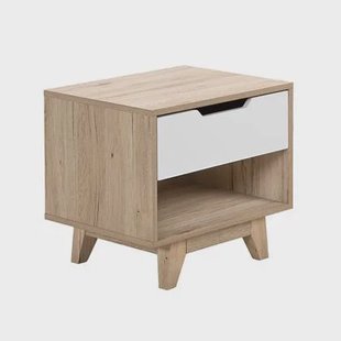 Beliani - SPENCER - Nachtkastje - Lichte houtkleur|Wit - MDF