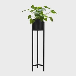 QUVIO Plantenstandaard inclusief pot - 22x22x90 cm - Zwart - L