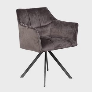 Giga Meubel - Armstoel Velvet Antraciet - Draaibaar - Metalen Poten - Set van 2