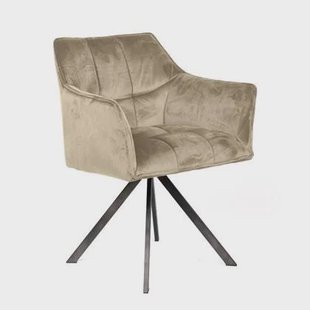 Giga Meubel - Armstoel Velvet Champagne - Draaibaar - Metalen Poten - Set van 2