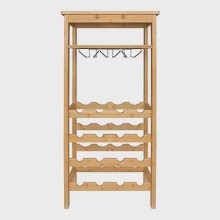 QUVIO Wijnrek voor 16 flessen + glazen - Hout