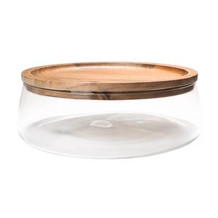 QUVIO Glazen opbergbakje met houten deksel QUVIO Glazen opbergbakje met houten deksel