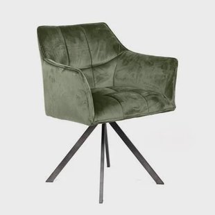 Giga Meubel - Armstoel Velvet Groen - Draaibaar - Metalen Poten - Set van 2