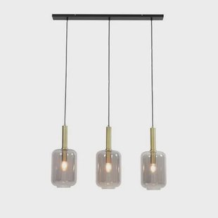 Light&living Hanglamp 3L 100x22x32 cm LEKAR antiek brons+smoke glas