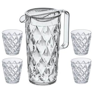 Koziol Schenkkan | Karaf - Onbreekbaar Superglas - Crystal 1.6 liter met 4 Waterglazen - 250 ml