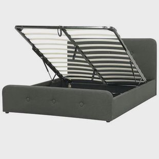 Beliani-RENNES -Bed met opbergruimte-Donkergrijs-140x200 cm-Polyester