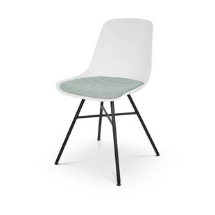 Nolon Noa-Liv Eetkamerstoel Wit - Zacht Groen Kussen - Zwart Onderstel