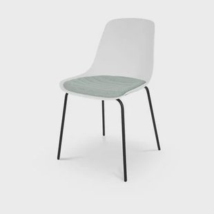 Nolon Nora-Liv Eetkamerstoel Wit - Zacht Groen Kussen - Zwarte Poten