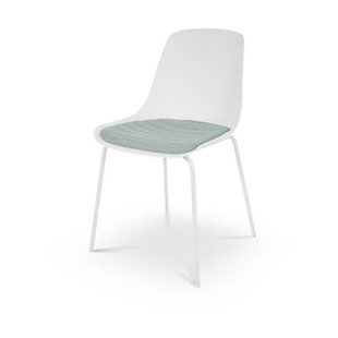 Nolon Nora-Liv Eetkamerstoel Wit - Zacht Groen Kussen - Witte Poten