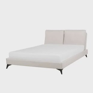 Beliani-MELLE -Tweepersoonsbed-Lichtbeige-160 x 200 cm-Chenille