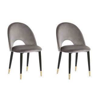 Beliani - MAGALIA - Eetkamerstoel - Grijs - Fluweel