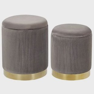 Beliani - MIRAMAR - Poef - Grijs - 35|31 cm - Fluweel