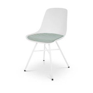 Nolon Noa-Liv Eetkamerstoel Wit - Zacht Groen Kussen - Wit Onderstel
