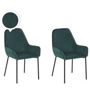 Beliani - LOVERNA - Eetkamerstoel - Donkergroen - Corduroy
