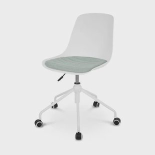 Nolon Nout-Liv Bureaustoel Wit - Zacht Groen Kussen - Wit Onderstel