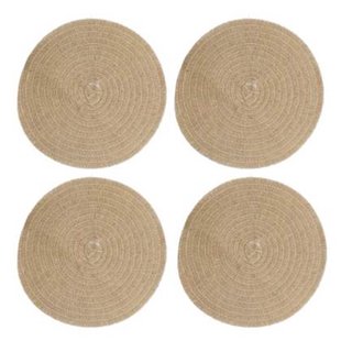 Placemats, Rond, Set van 4 Stuks, Geweven, Naturel - Creative Tops