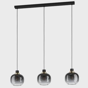 EGLO Oilella Hanglamp - E27 - 95 cm - Smoke glas - Zwart