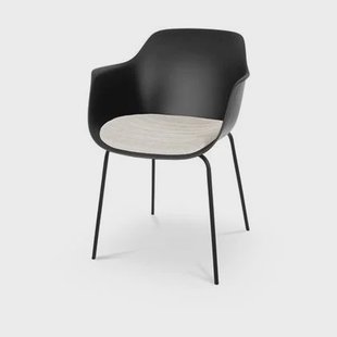 Nolon Nora-Liz Eetkamerstoel Zwart - Beige Kussen - Zwarte Poten