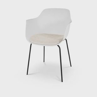 Nolon Nora-Liz Eetkamerstoel Wit - Beige Kussen - Zwarte Poten