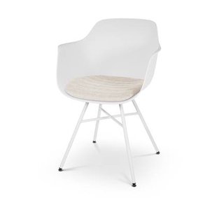 Nolon Noa-Liz Eetkamerstoel Wit - Beige Kussen - Witte Poten