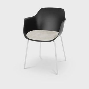 Nolon Nora-Liz Eetkamerstoel Zwart - Beige Kussen - Witte Poten