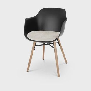 Nolon Nena-Liz Eetkamerstoel Zwart - Armleuning - Beige Kussen