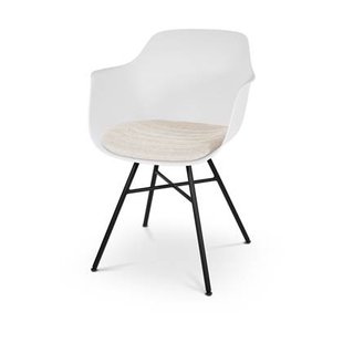 Nolon Noa-Liz Eetkamerstoel Wit - Beige Kussen - Zwarte Poten