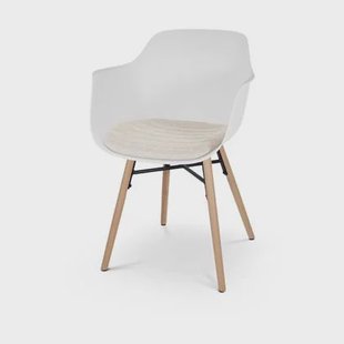 Nolon Nena-Liz Eetkamerstoel Wit - Armleuning - Beige Kussen