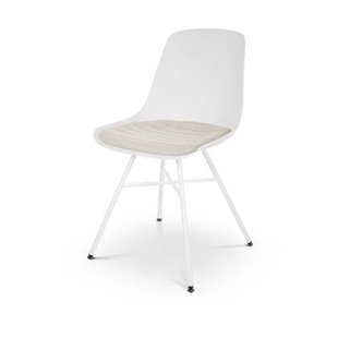 Nolon Noa-Liv Eetkamerstoel Wit - Beige Kussen - Wit Onderstel