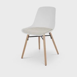 Nolon Nena-Liv Eetkamerstoel Wit - Beige Kussen - Houten Poten