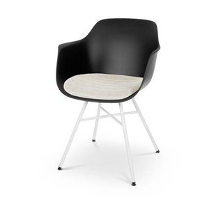 Nolon Noa-Liz Eetkamerstoel Zwart - Beige Kussen - Witte Poten