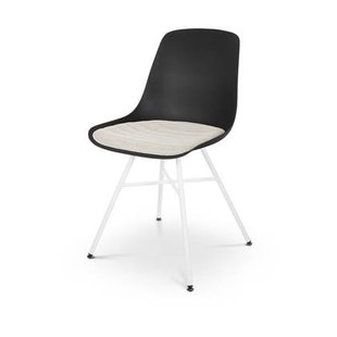 Nolon Noa-Liv Eetkamerstoel Zwart - Beige Kussen - Wit Onderstel