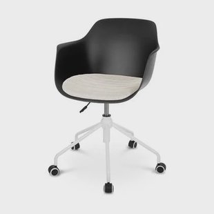 Nolon Nout-Liz Bureaustoel Zwart - Beige Kussen - Wit Onderstel