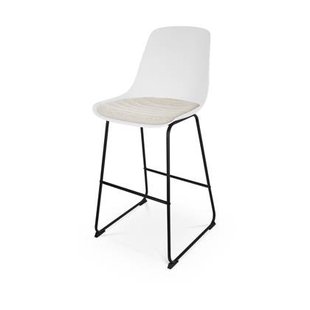 Nolon Nino-Liv Barkruk Wit - Beige Kussen - Zwart Frame - 75 cm