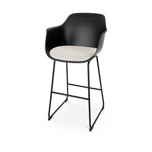 Nolon Nino-Liz Barkruk Zwart - Beige Kussen - Zwart Frame - 75 cm