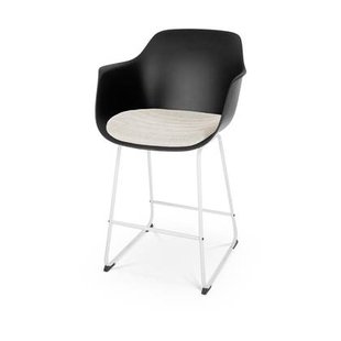 Nolon Nino-Liz Barkruk Zwart - Beige Kussen - Wit Frame - 65 cm