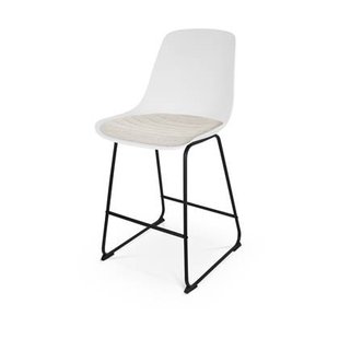 Nolon Nino-Liv Barkruk Wit - Beige Kussen - Zwart Frame - 65cm