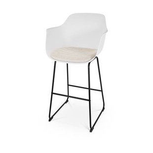 Nolon Nino-Liz Barkruk Wit - Beige Kussen - Zwart Frame - 75 cm