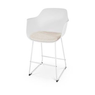 Nolon Nino-Liz Barkruk Wit - Lichtgrijs Kussen - Wit - 65 cm