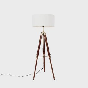 QAZQA Vintage vloerlamp messing met kap wit 50 cm tripod - Cortin