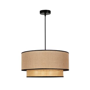 Duolla Hanglamp Boho, rotan, textiel, beige/zwart