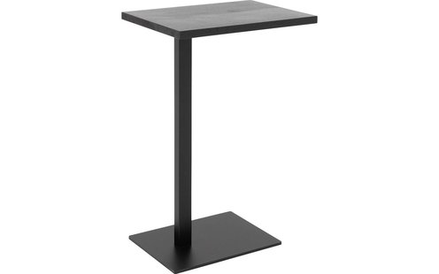 Goossens Nachtkastje Tangel, Voet vierkant metaal ral 9005 zwart, blad massief eik