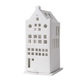 Waxinelichthouder huis tuitgevel wit